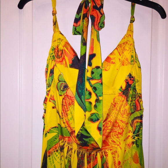 YELLOW MULTI COLOR MAXI DRESS - Picture 5 of 8